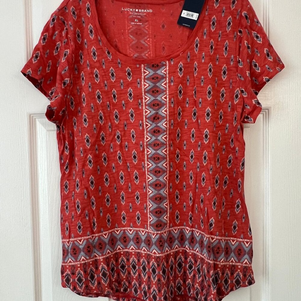 Lucky Brand Pattern Scoop Neck Tee